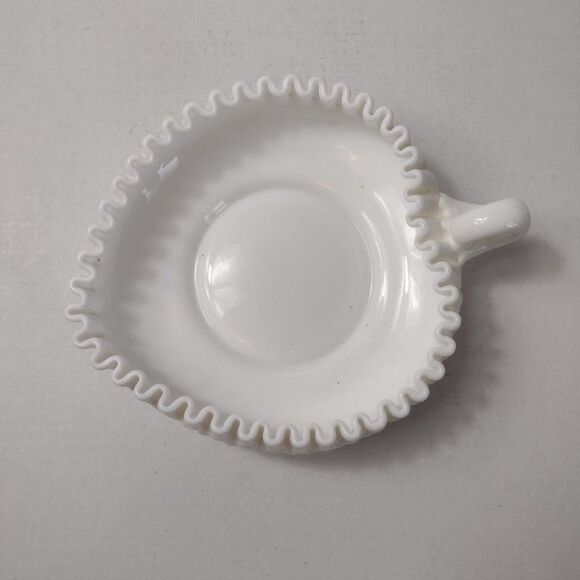 Fenton Milk Glass Hobnail Heart Shaped Handled Bon Bon Bowl‎ Dish Vintage - Picture 3 of 6